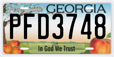 GA license plate PFD3748
