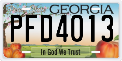 GA license plate PFD4013