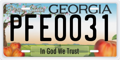 GA license plate PFE0031