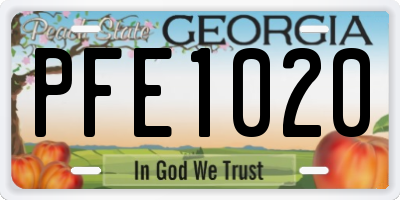 GA license plate PFE1020