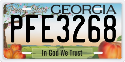 GA license plate PFE3268