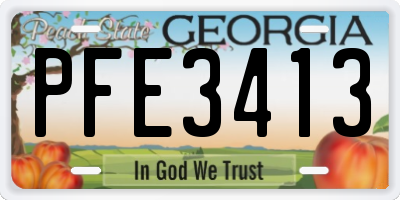 GA license plate PFE3413