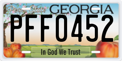 GA license plate PFF0452