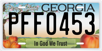 GA license plate PFF0453