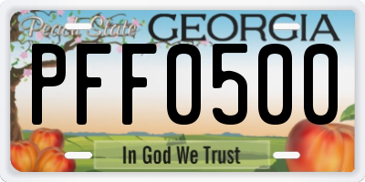 GA license plate PFF0500