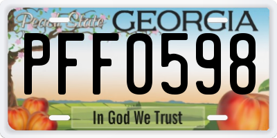GA license plate PFF0598