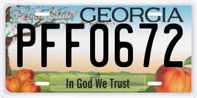 GA license plate PFF0672