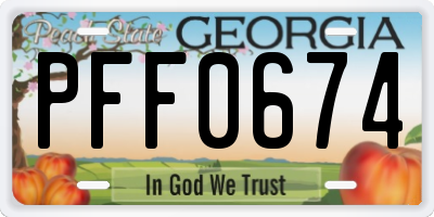 GA license plate PFF0674