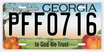 GA license plate PFF0716