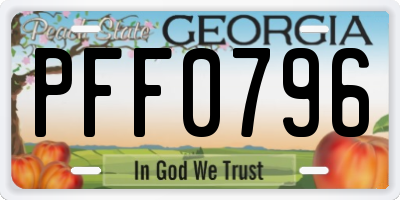 GA license plate PFF0796