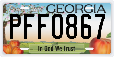 GA license plate PFF0867