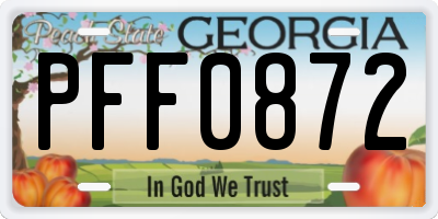 GA license plate PFF0872