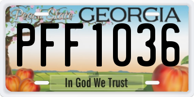 GA license plate PFF1036