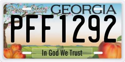 GA license plate PFF1292
