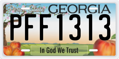 GA license plate PFF1313
