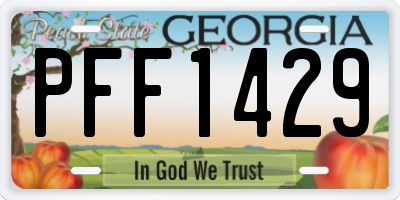 GA license plate PFF1429