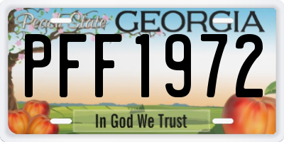GA license plate PFF1972