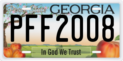 GA license plate PFF2008