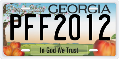 GA license plate PFF2012
