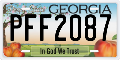 GA license plate PFF2087