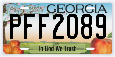 GA license plate PFF2089