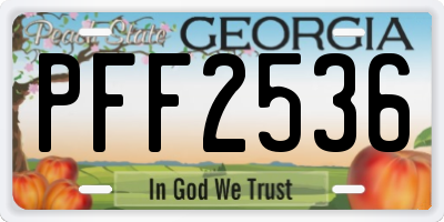 GA license plate PFF2536