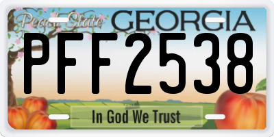 GA license plate PFF2538