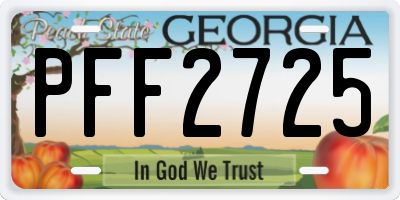 GA license plate PFF2725