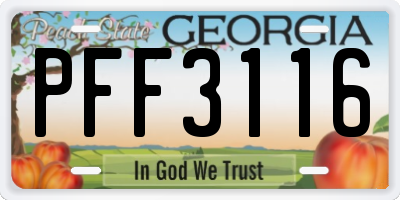 GA license plate PFF3116