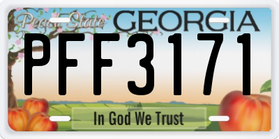 GA license plate PFF3171