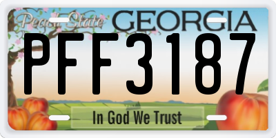 GA license plate PFF3187