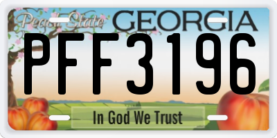 GA license plate PFF3196