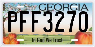 GA license plate PFF3270