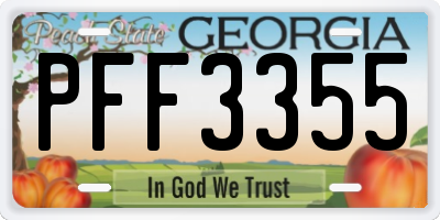GA license plate PFF3355