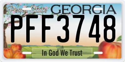 GA license plate PFF3748