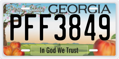 GA license plate PFF3849