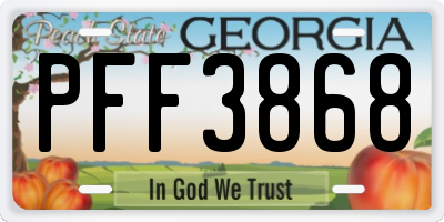 GA license plate PFF3868