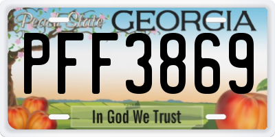GA license plate PFF3869