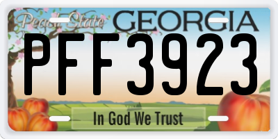 GA license plate PFF3923
