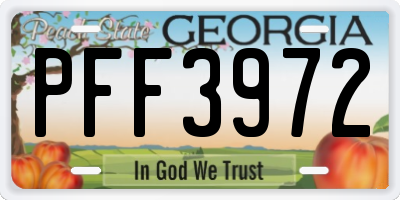 GA license plate PFF3972