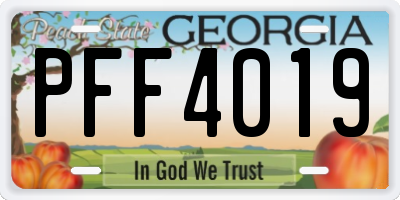 GA license plate PFF4019