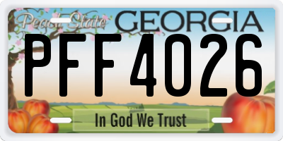 GA license plate PFF4026