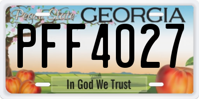 GA license plate PFF4027