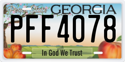 GA license plate PFF4078