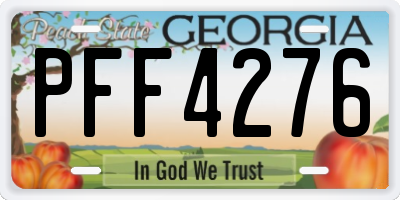 GA license plate PFF4276