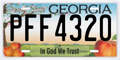 GA license plate PFF4320