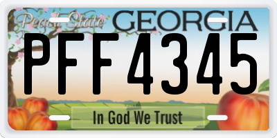GA license plate PFF4345