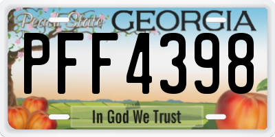 GA license plate PFF4398