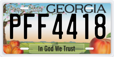 GA license plate PFF4418