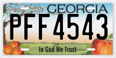 GA license plate PFF4543